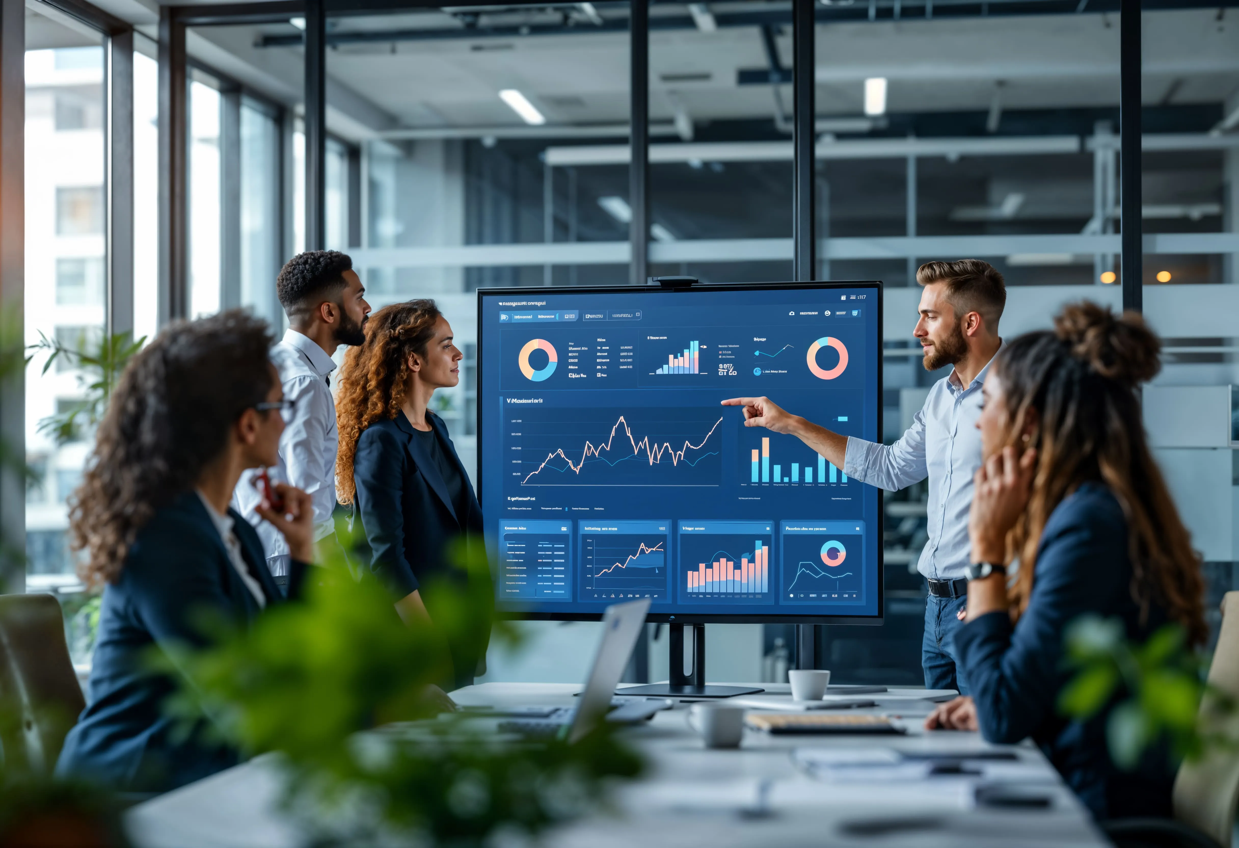 Employee working on data analytics and marketing settings