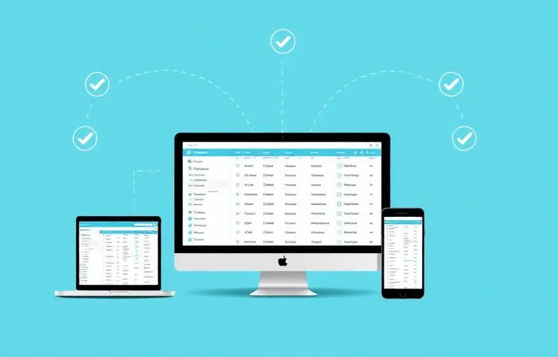 Synchronized records across multiple devices with accuracy checkmarks
