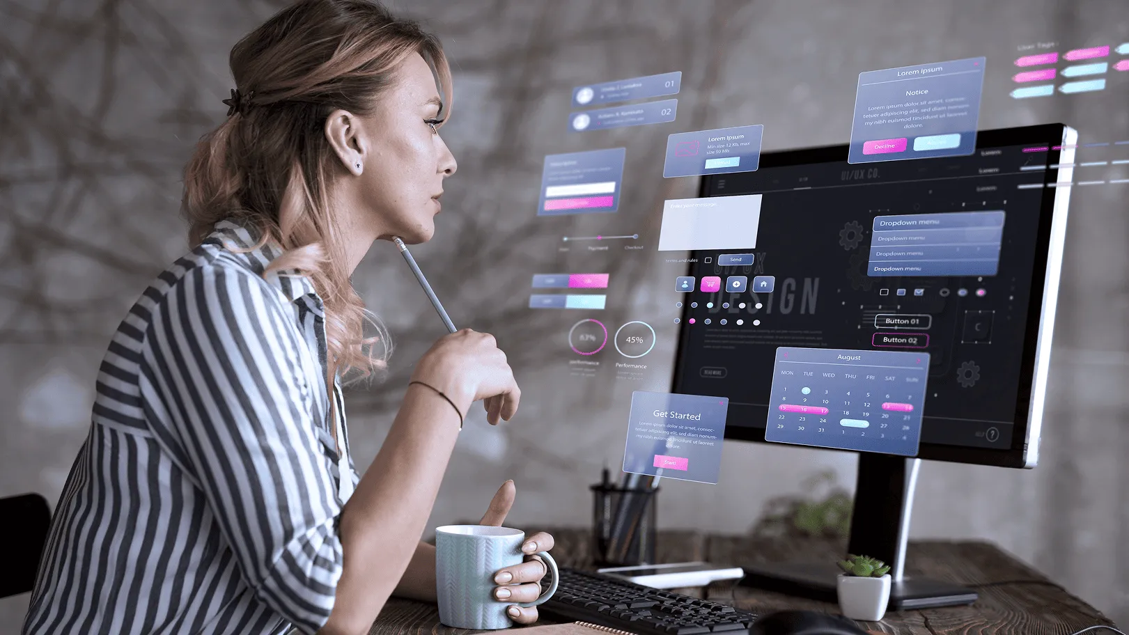 iOS app development interface on multiple Apple devices